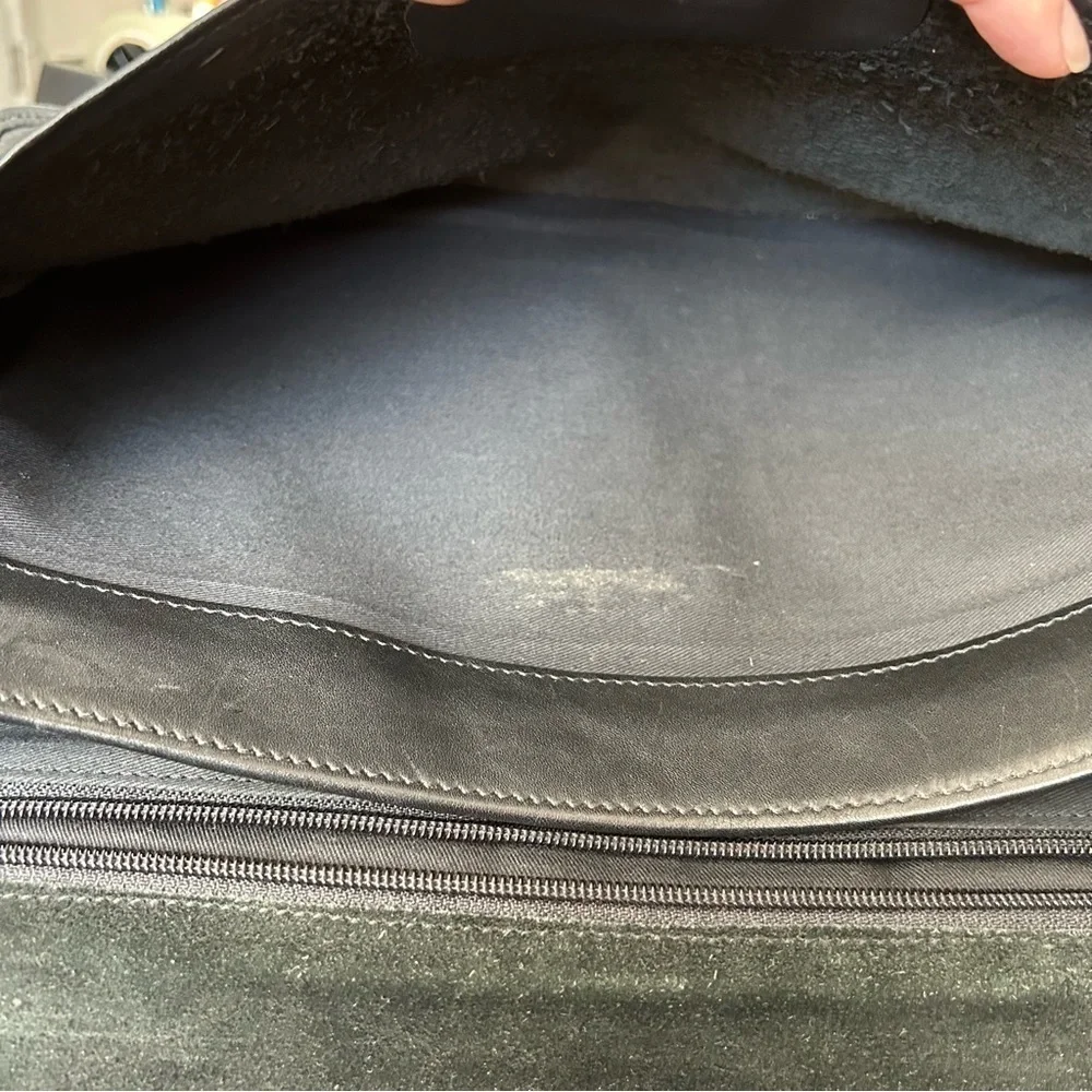 Franklin Covey Black Napa Leather Briefcase Shoulder Bag